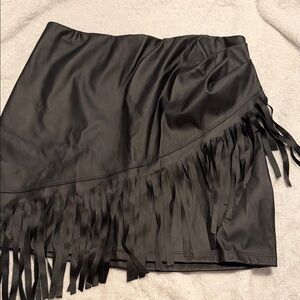Forever 21 Black Asymmetrical Fringe Skirt